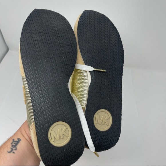 Michael Kors Gold And Tan Casual Stanton Trainer Sneakers sz 7.5 - Picture 5 of 11